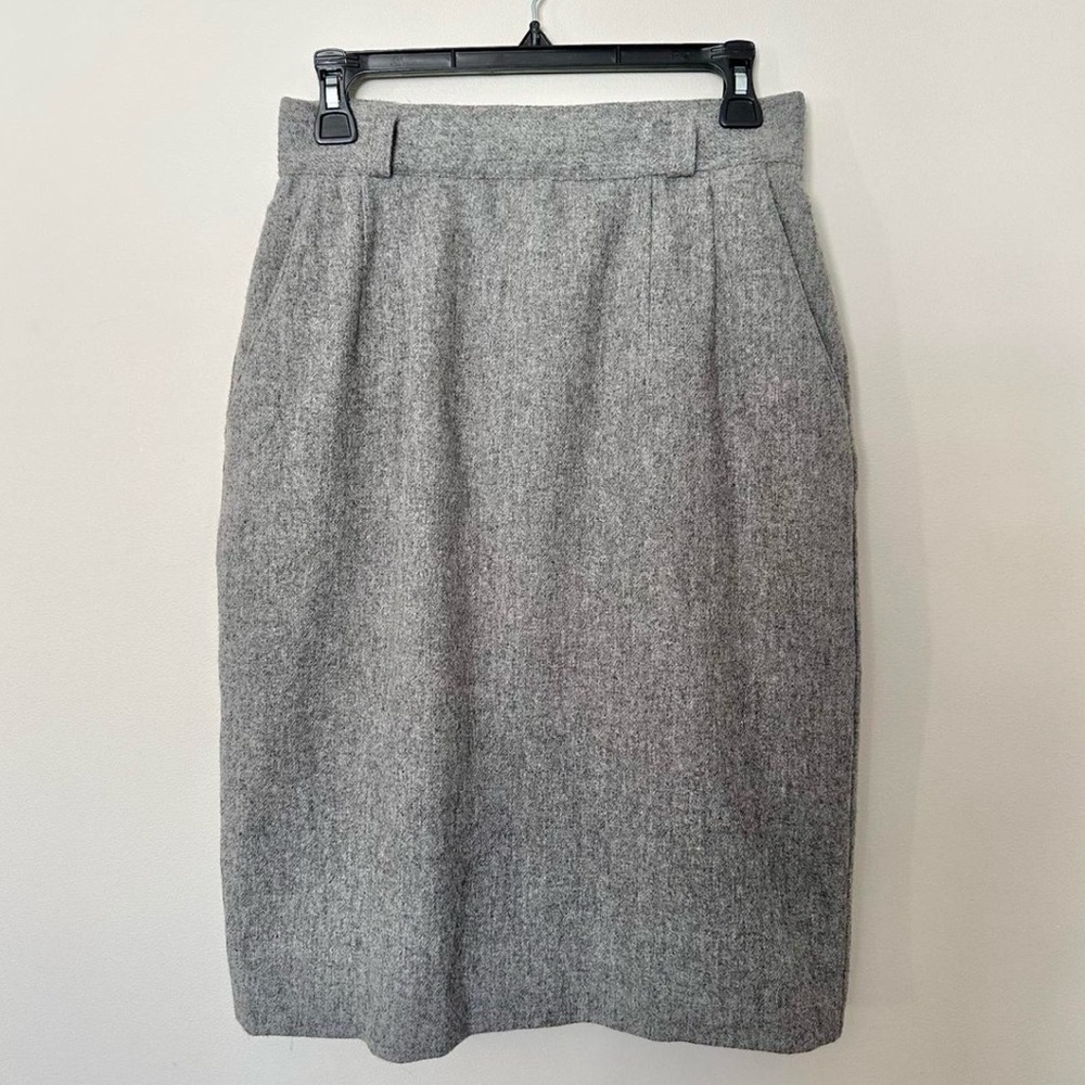 Norton McNaughton Gray Wool Pencil Skirt 100% Wool Vintage Twee Preppy Academia